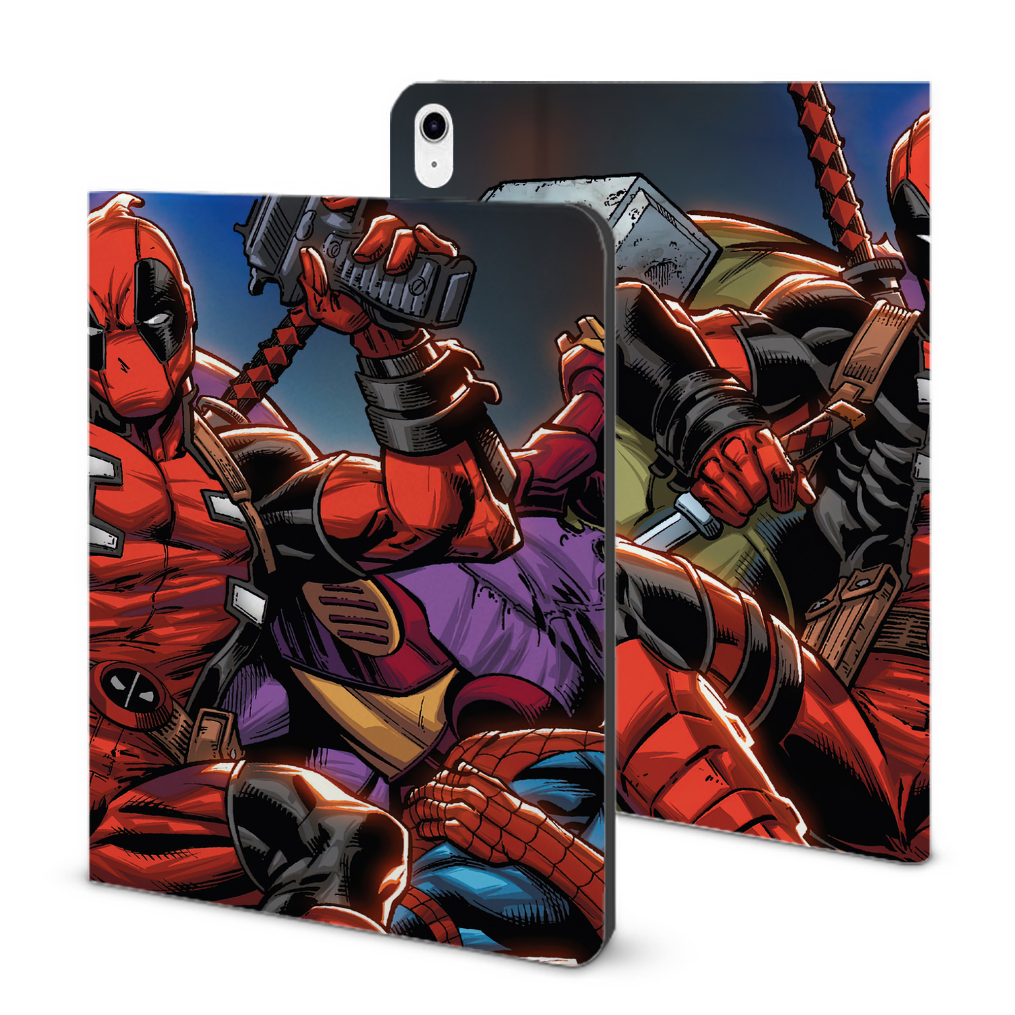 （画像用） Deadpool デッドプール IPad ケース ブック型 PUレザー TPU 耐衝撃 軽量 薄型 ペン収納なし 全面保護 IPad 各モデル対応